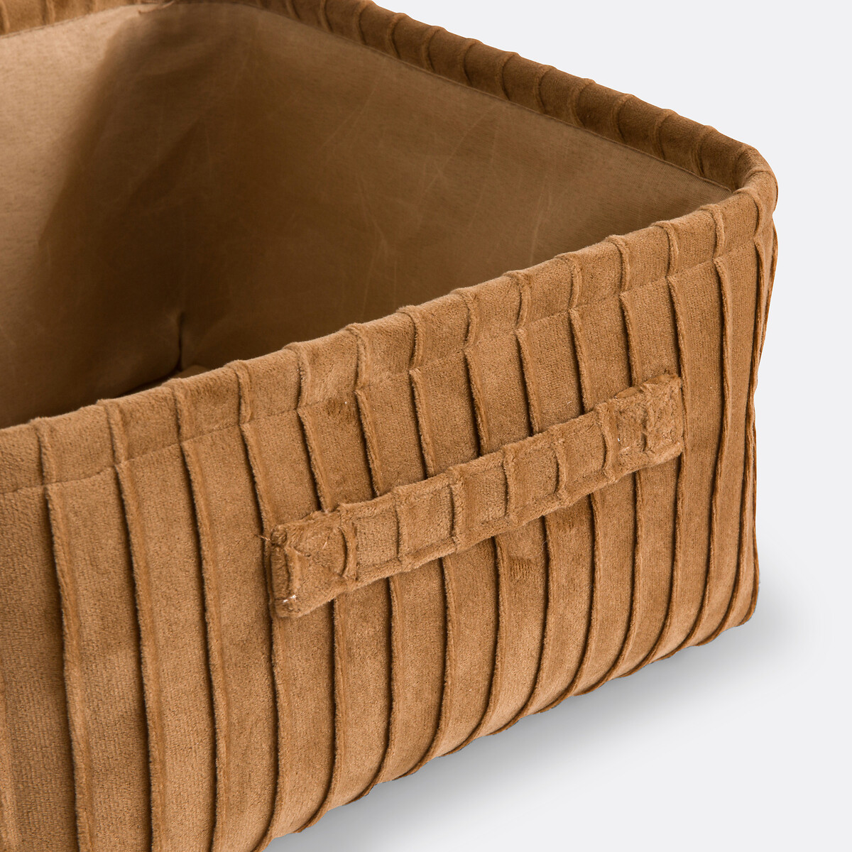 Panier velours plissé, Velvetas noisette, LA REDOUTE INTERIEURS