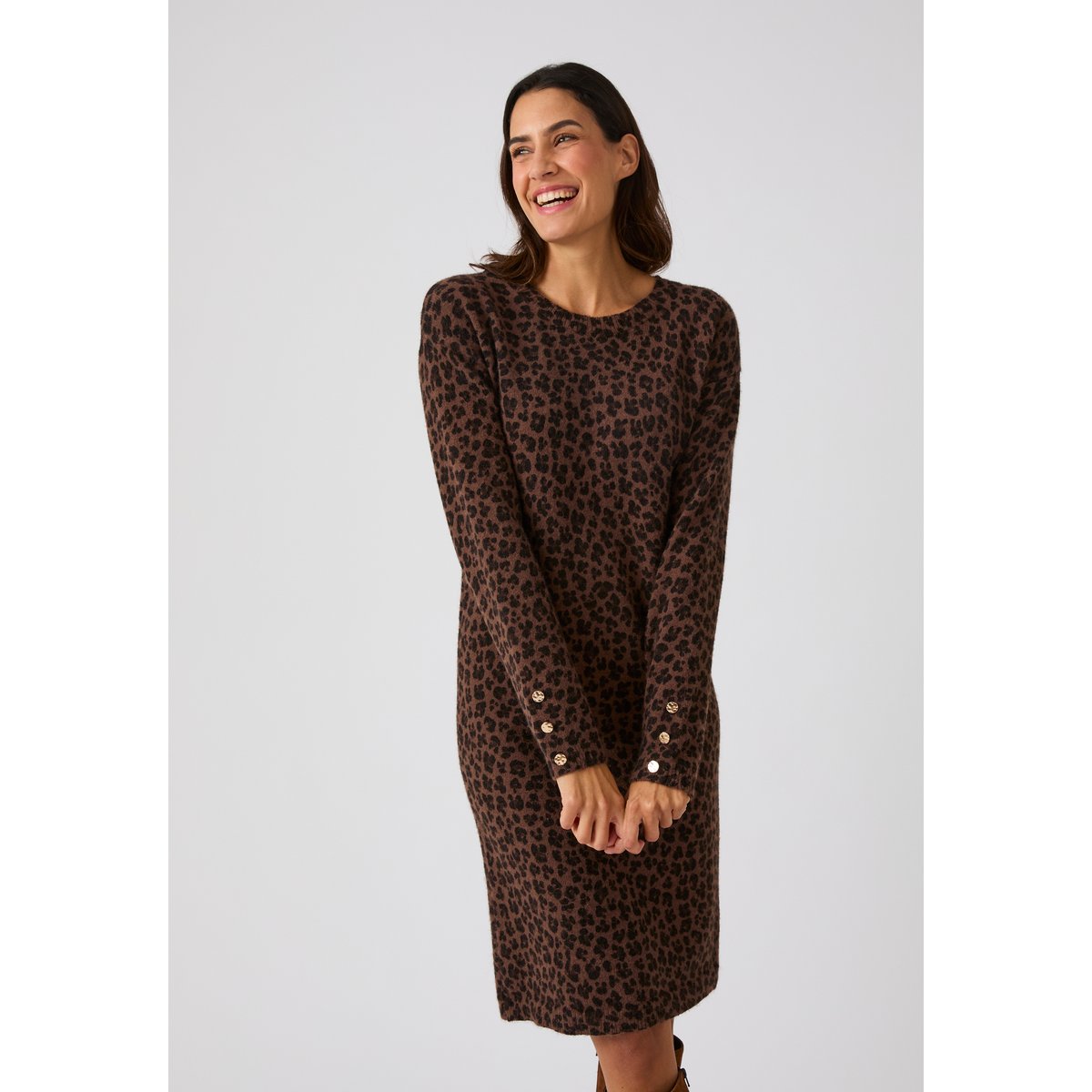 Robe-pull imprimé animalier Thermolactyl marron animalier, DAMART