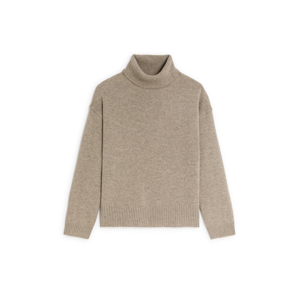 Pull col roulé oversize en cachemire marron taupe, RODIER