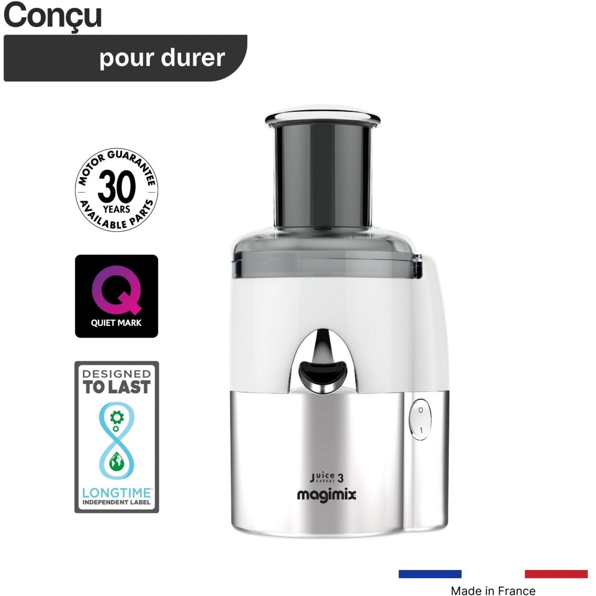 Extracteur de jus 18085F Juice Expert 3 Chrome et Blanc blanc, MAGIMIX