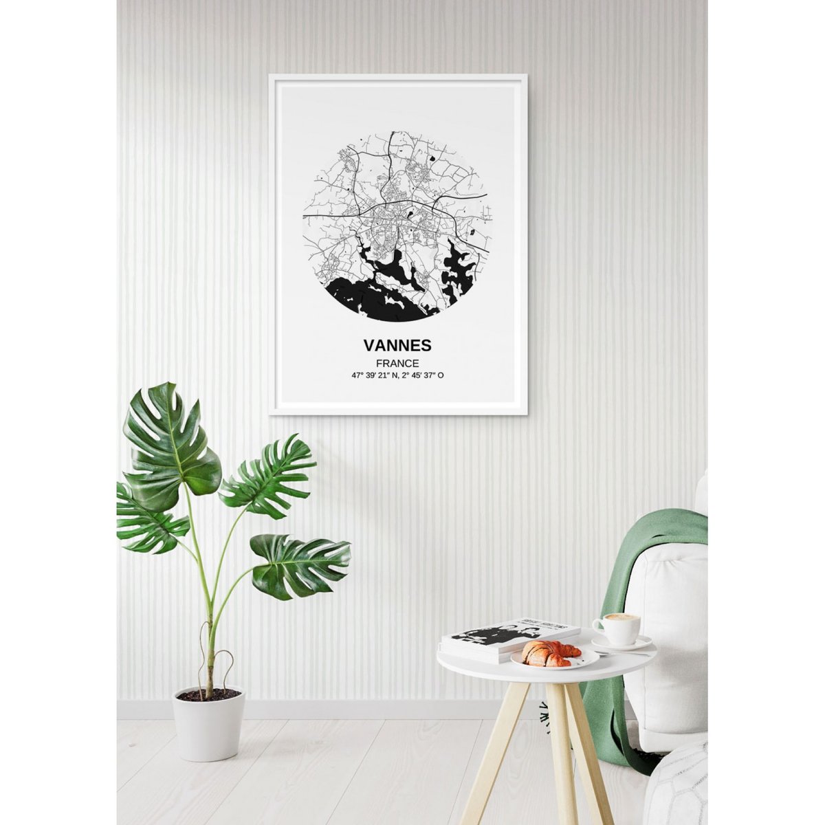 Affiche Carte Vannes blanc, L'AFFICHERIE