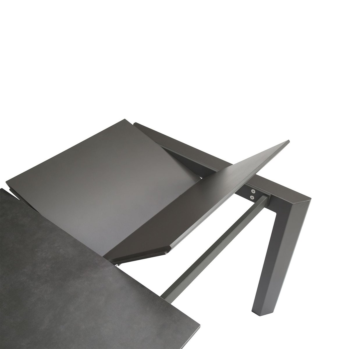 Table repas en céramique gris 140 cm avec allonge noir, ZAGO