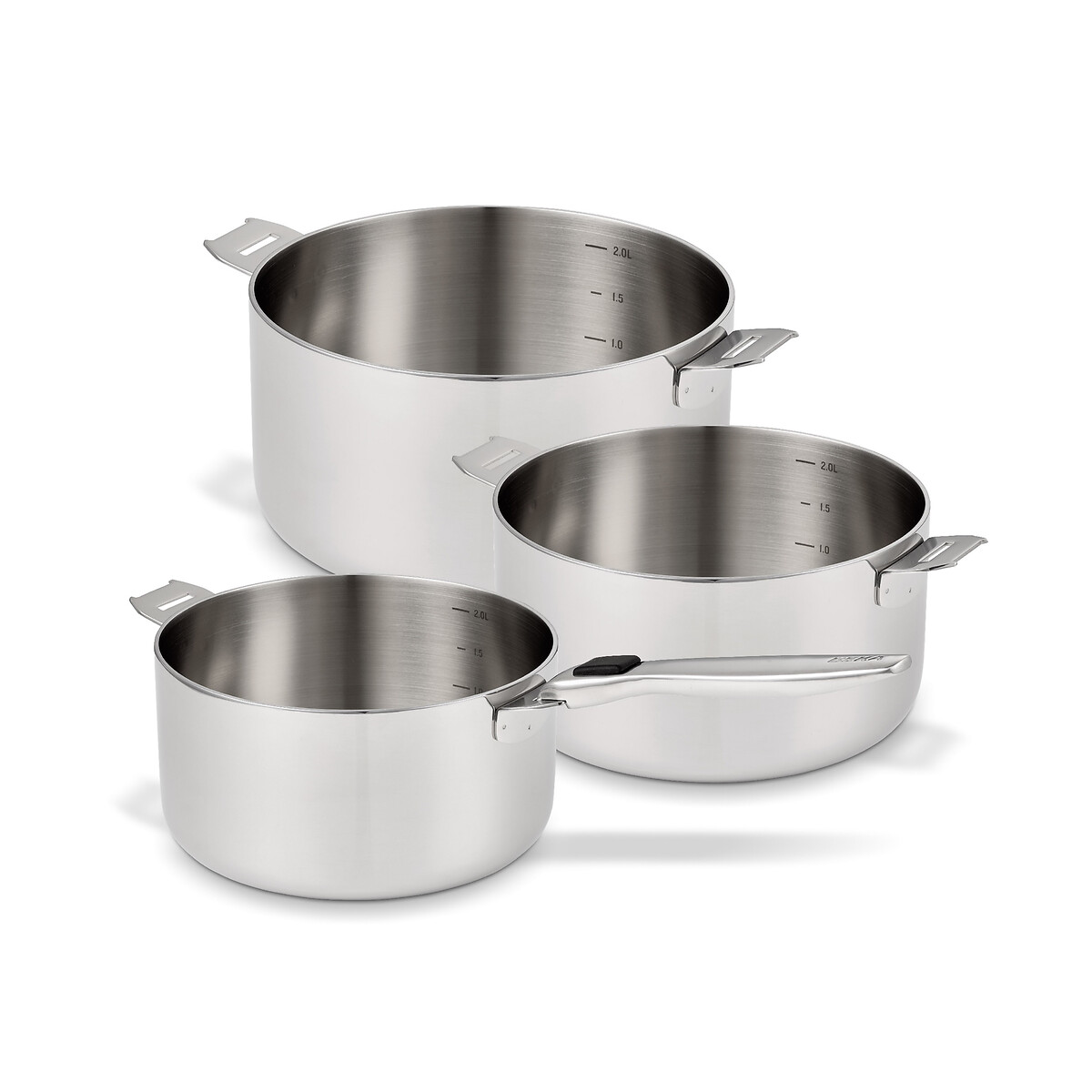 Set de 3 casseroles et manche amovible Evolution inox, BEKA