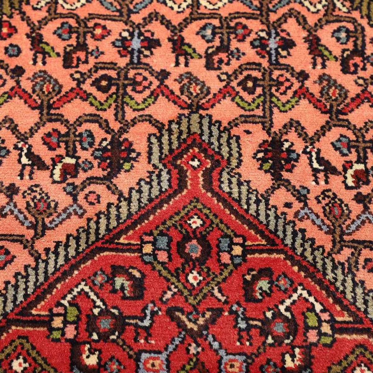 Tapis d'orient, motif oriental noué à la main, HAMADAN 29 rose, crème, rouge, UN AMOUR DE TAPIS