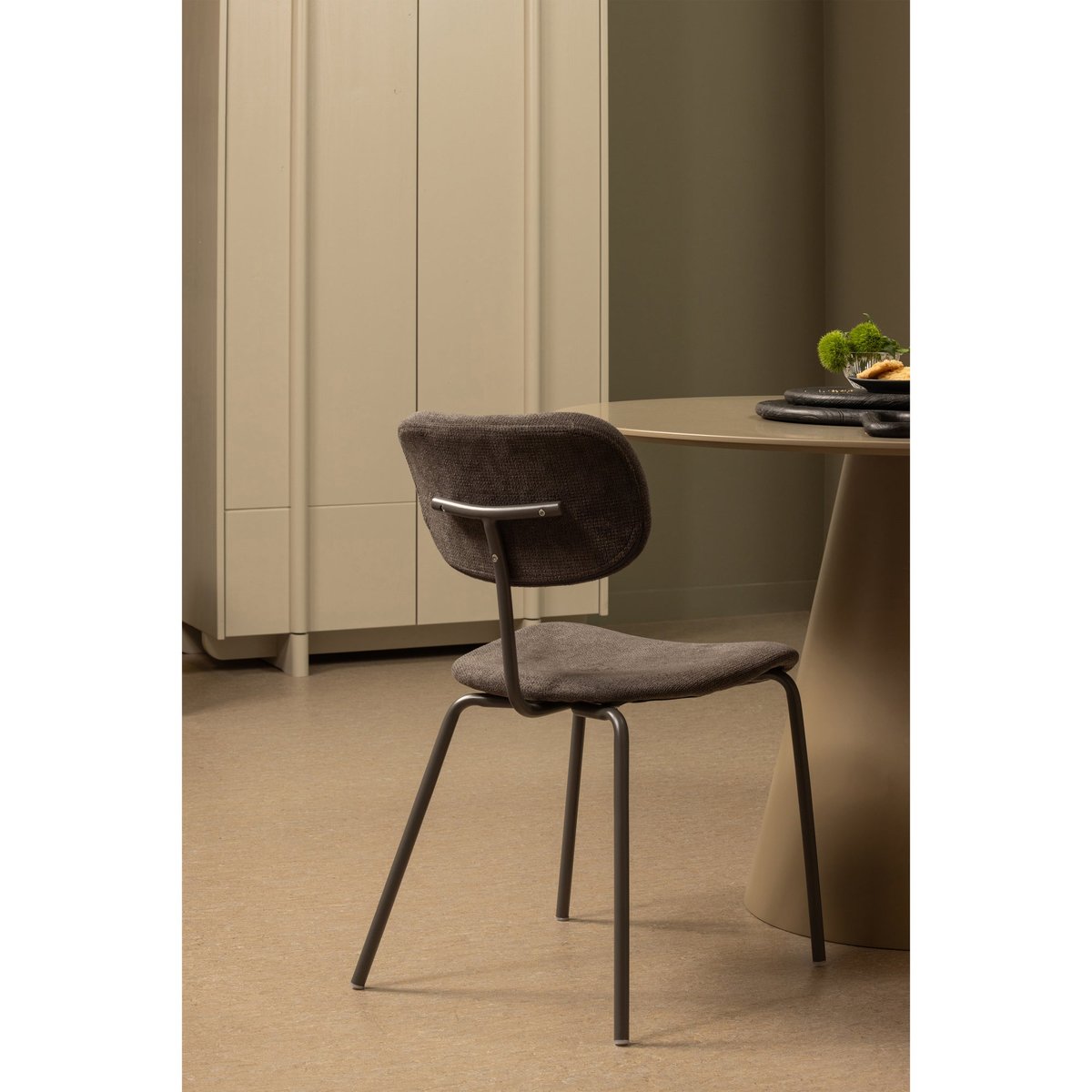 Chaises de table tissu côtelé LINK gris, WOOOD