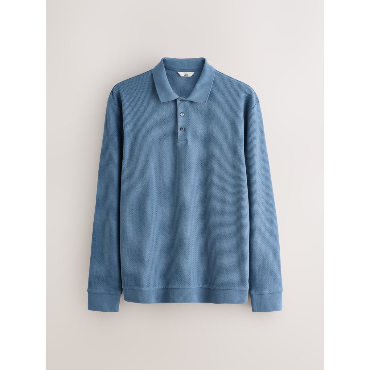 Polo texturé à manches longues edit bleu, NEXT