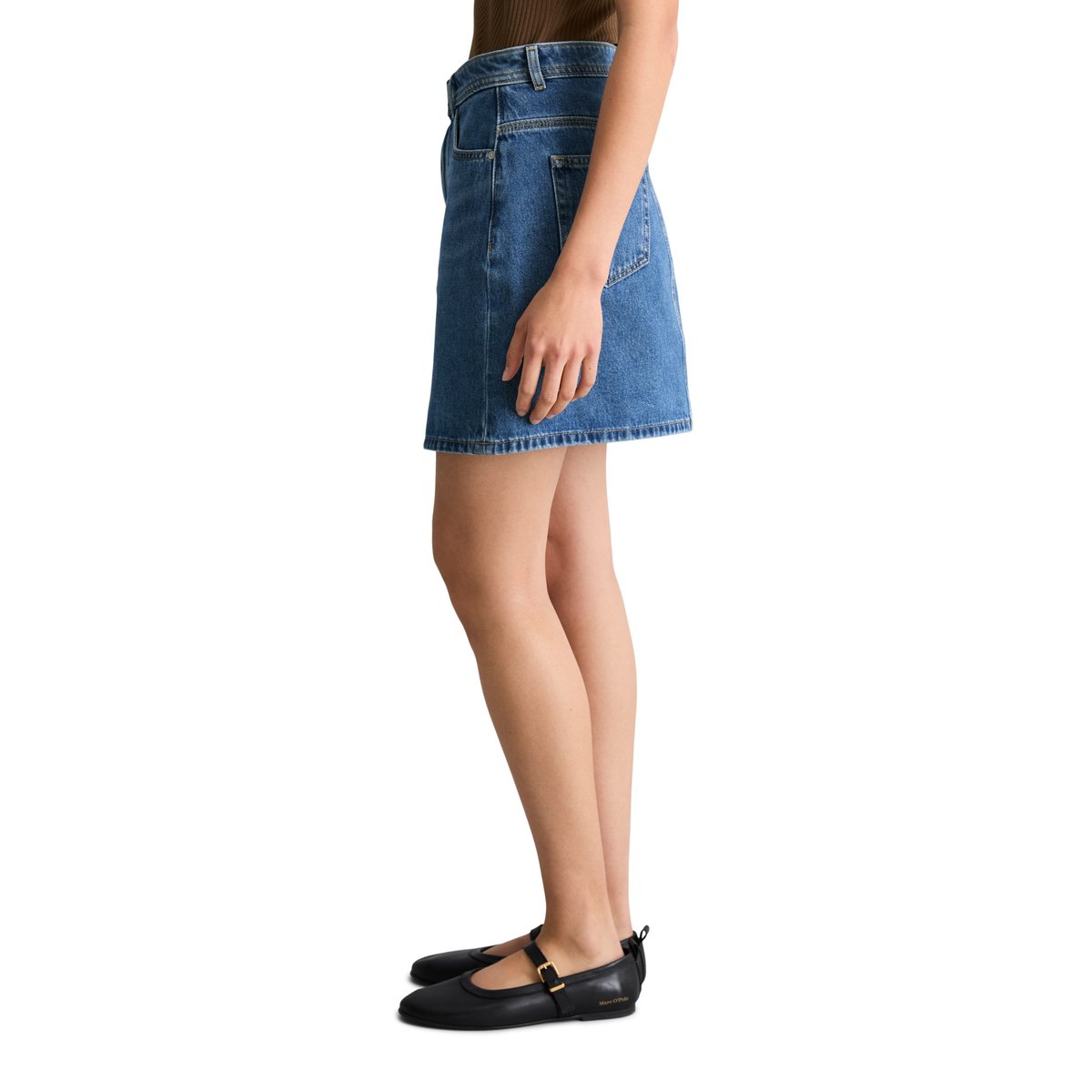 Mini-jupe en jean regular en denim rigide bleu, MARC O’POLO DENIM