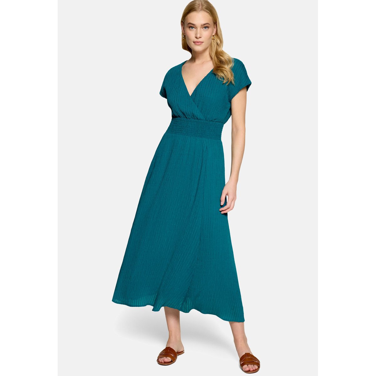 Robe maxi longueur à taille élastique deep lagoon, ZERO