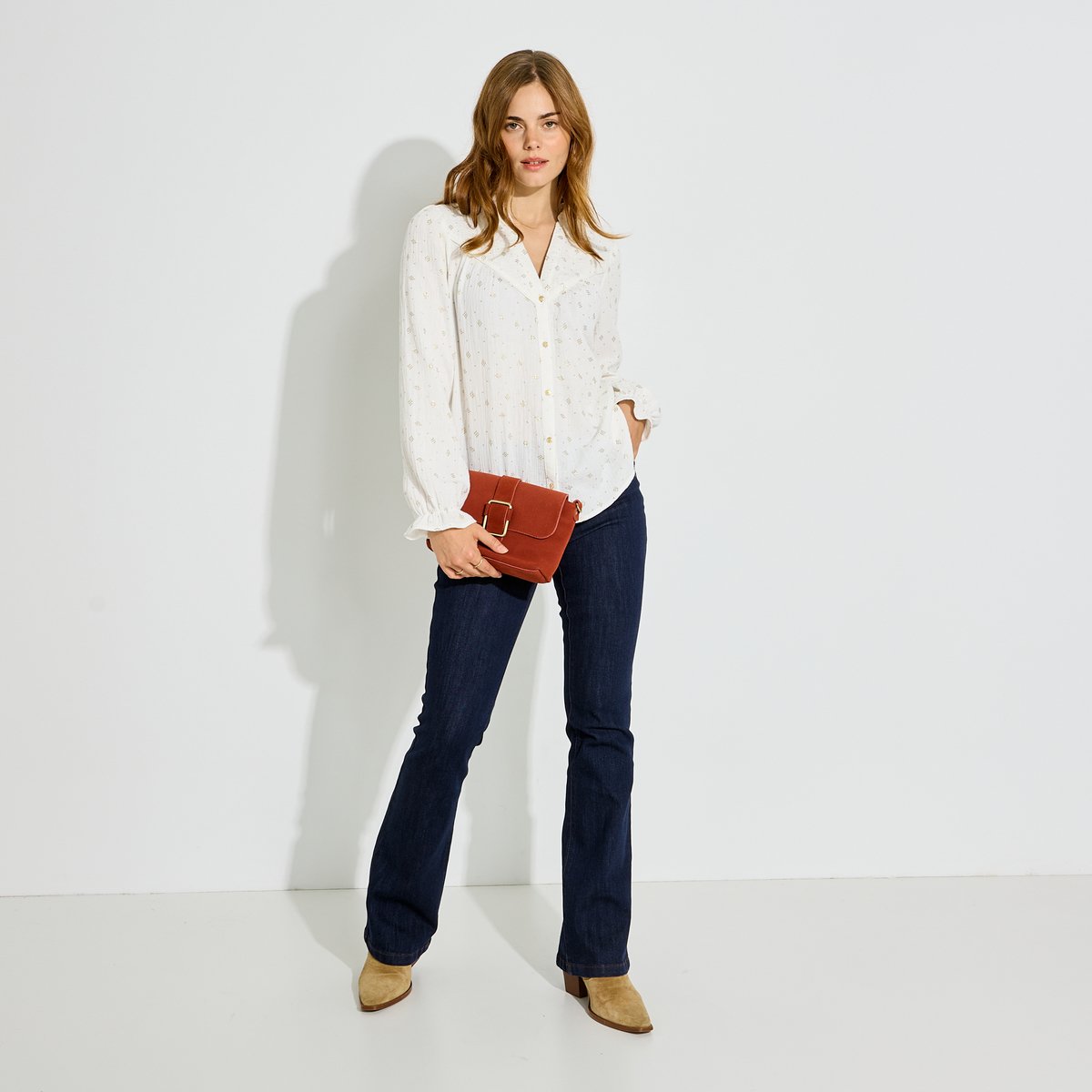 Chemise imprimée blanc cassé ecru, GRAIN DE MALICE