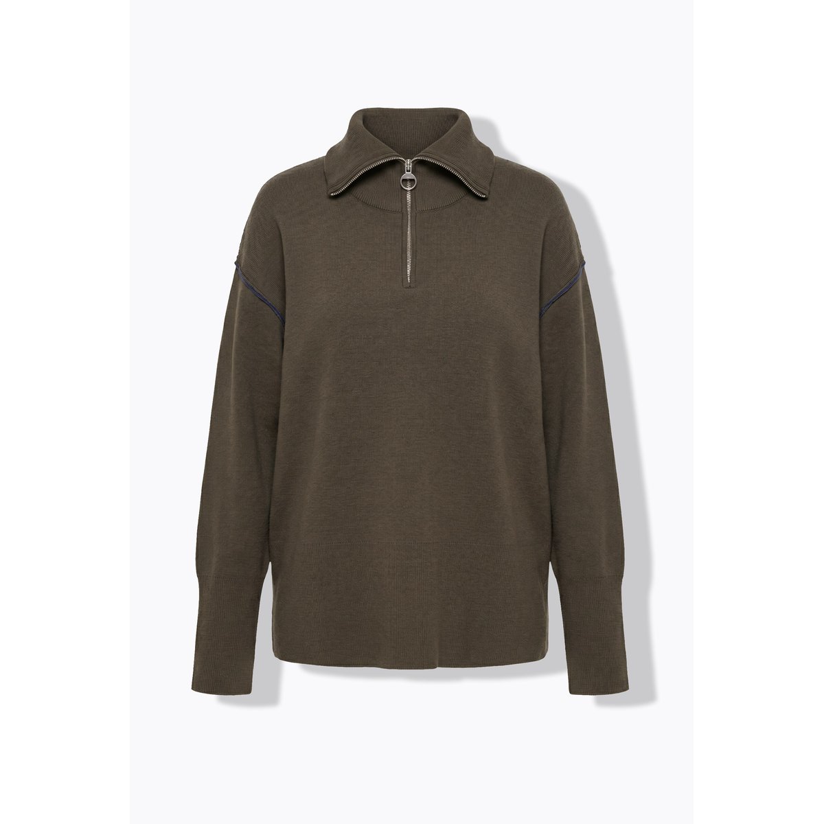 Pull en maille, col camionneur kaki foncé, ULLA POPKEN