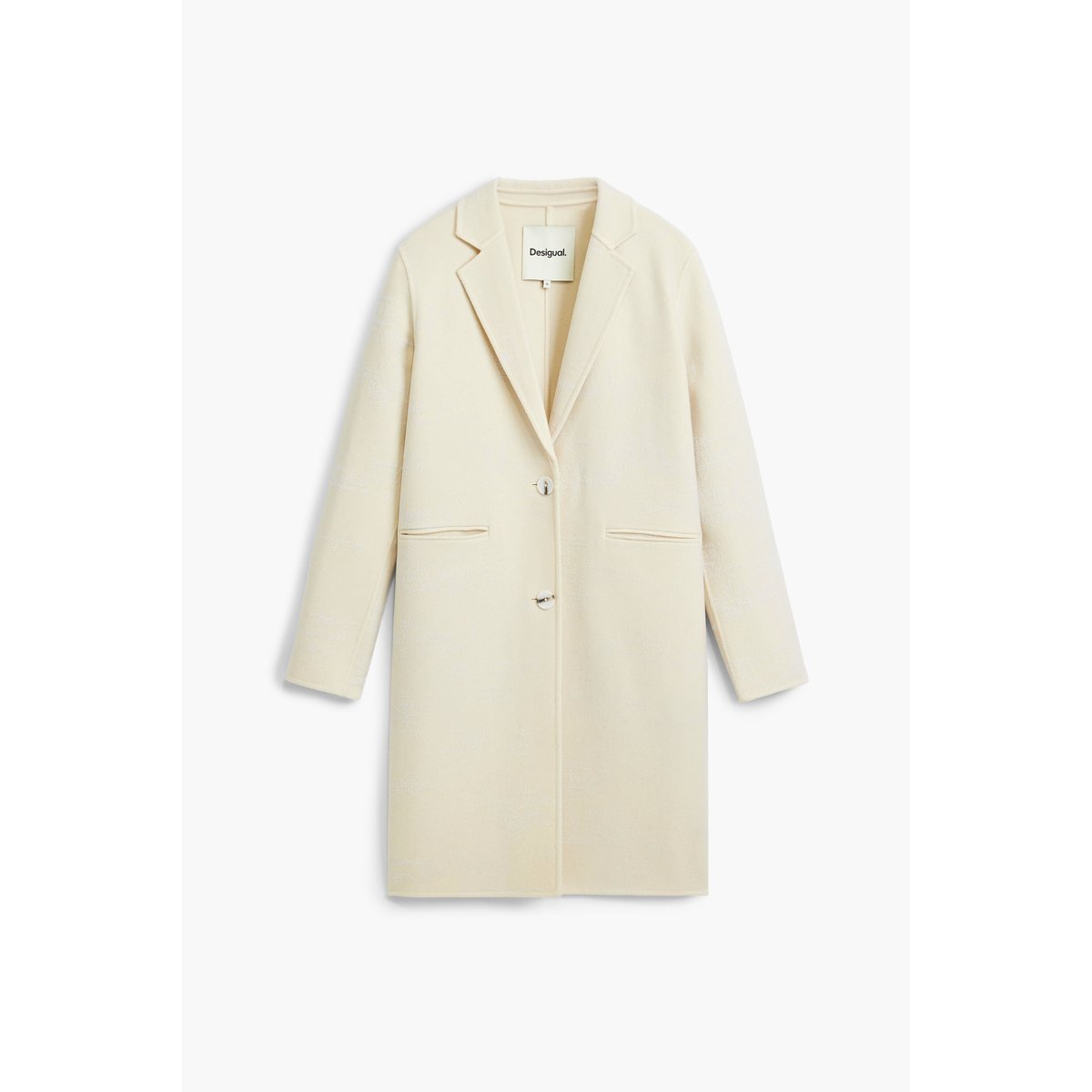 manteau regular imprimé en laine blanc, DESIGUAL