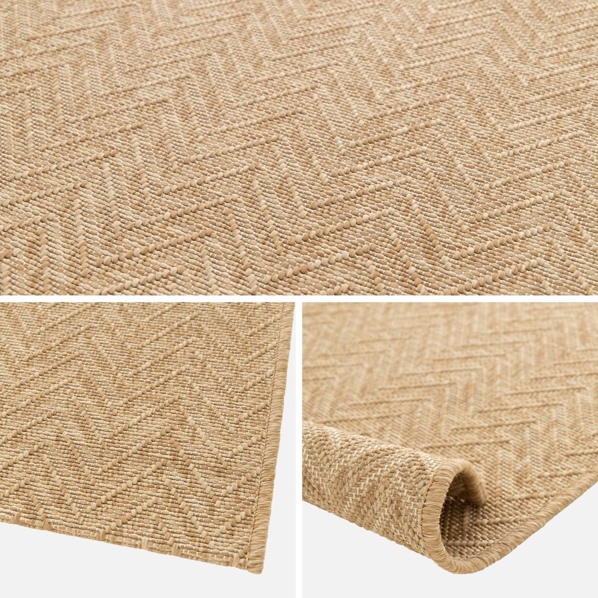 Tapis intérieur rectangulaire OLIVER effet jute coloris naturel, SWEEEK