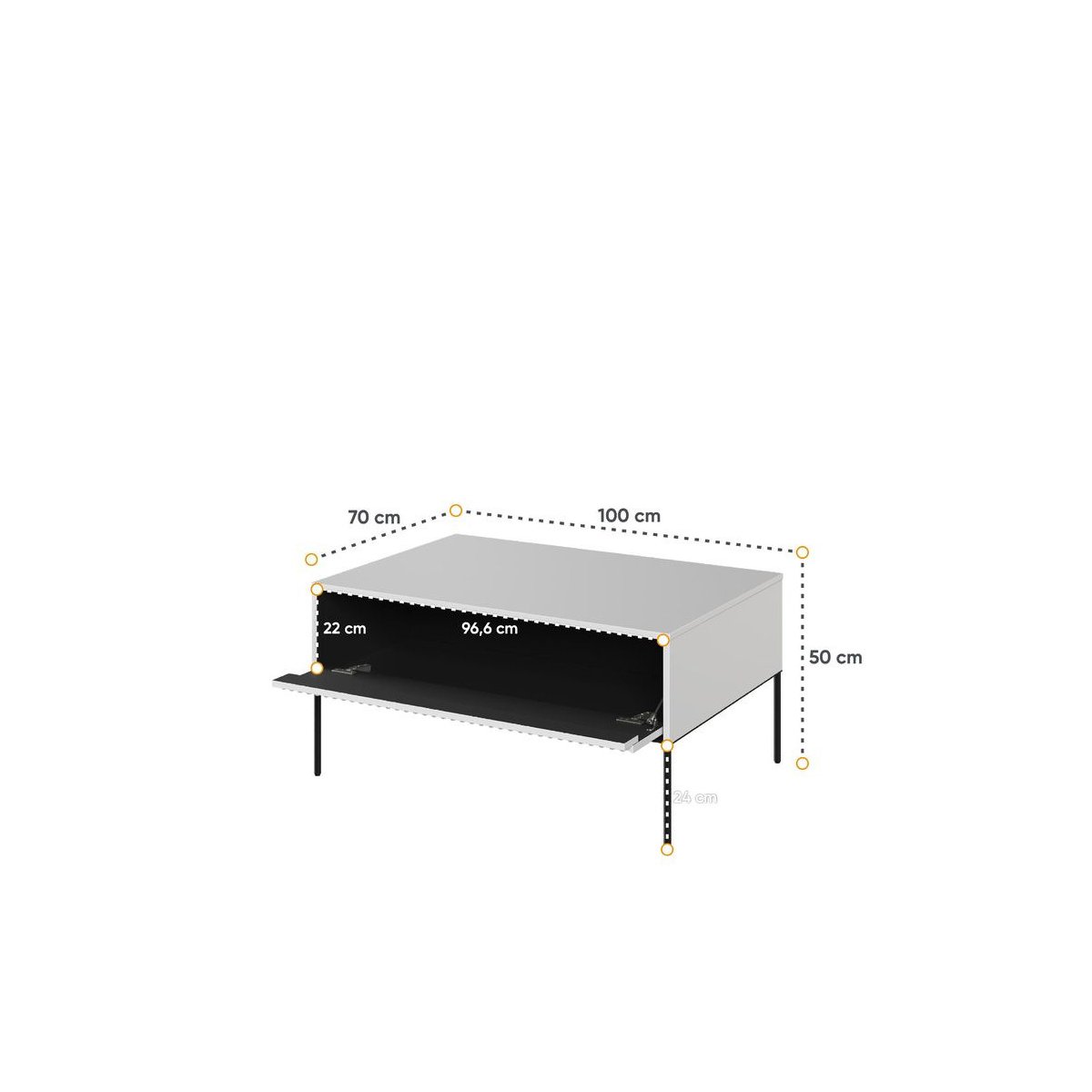 Table basse rectangle en panneaux de particules, LENARA blanc, BOBOCHIC
