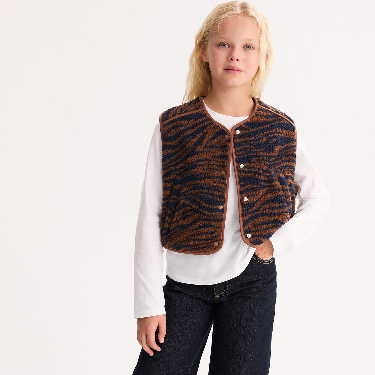 Chaleco de tejido sherpa, con estampado animal estampado cebra, LA REDOUTE COLLECTIONS