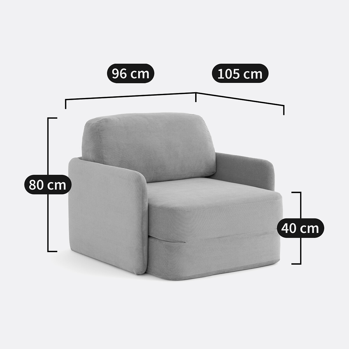 Sofá-cama em veludo, Haley mel, LA REDOUTE INTERIEURS