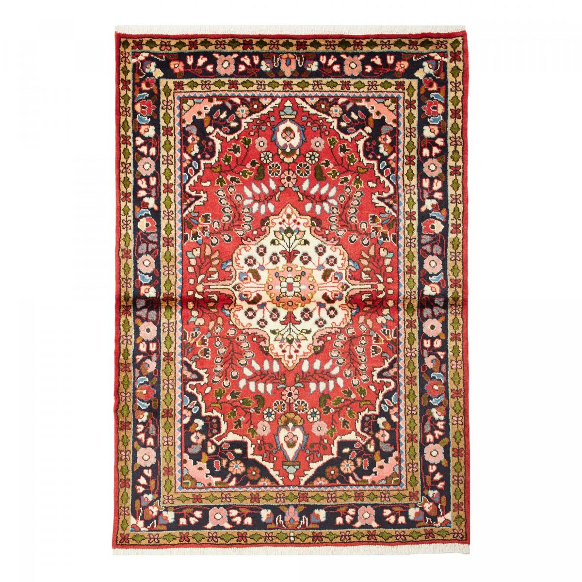 Tapis d'orient oriental, noué main en laine, HAMADAN 16 rouge, crème, noir, UN AMOUR DE TAPIS