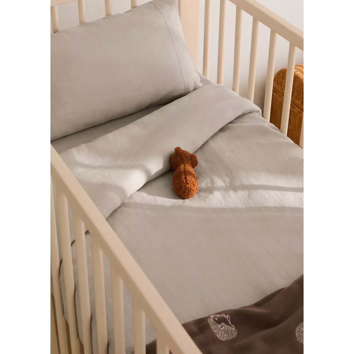 Housse de couette berceau lin lavé marron moyen, MANGO HOME