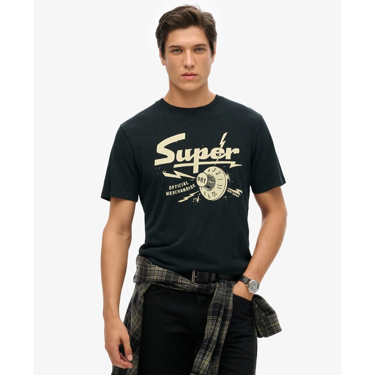 T-shirt graphique Retro Rocker noir de jais, SUPERDRY