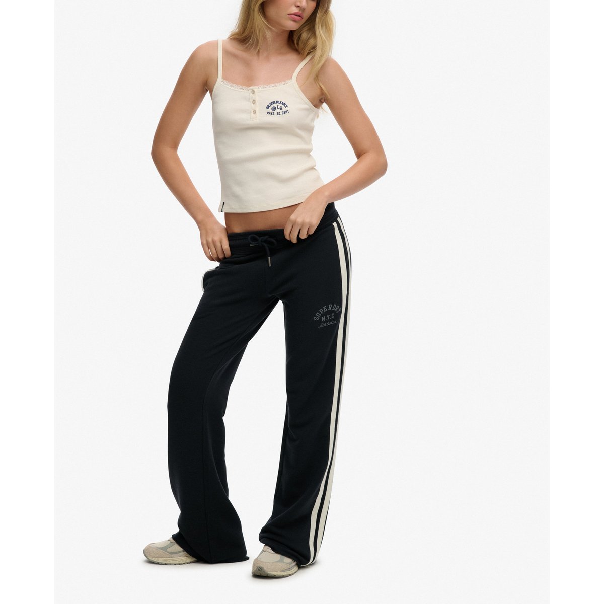 Jogging Athletic Essentials à Rayures Évasé bleu marine éclipse, SUPERDRY