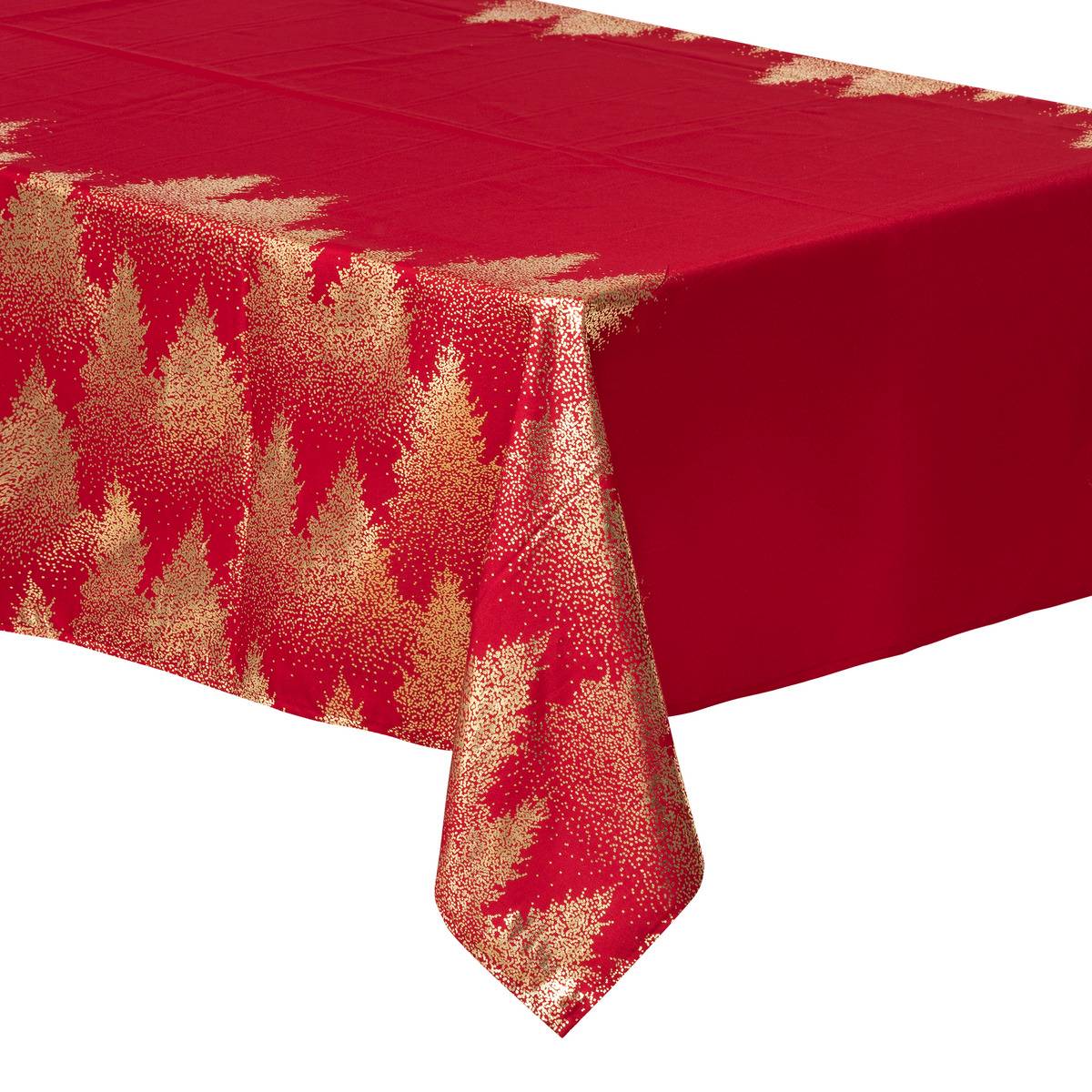 Nappe imprimée sapin 140 x 240 cm rouge et or GRAN rouge, FEERIC LIGHTS & CHRISTMAS