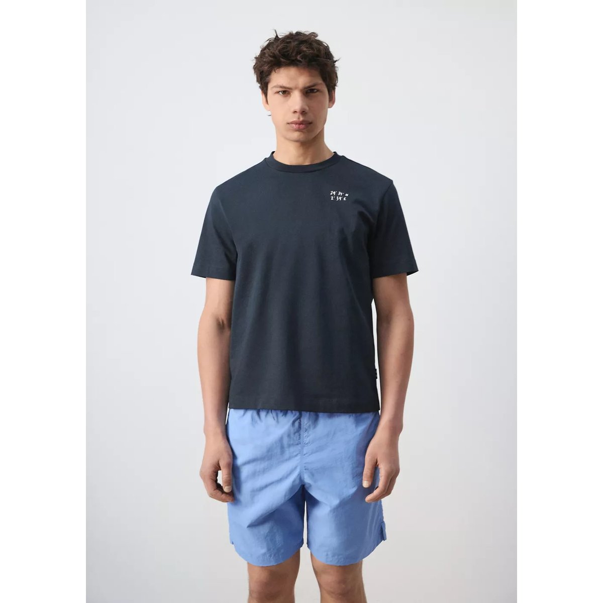 T-shirt 100 % coton imprimé bleu marine, MANGO MAN