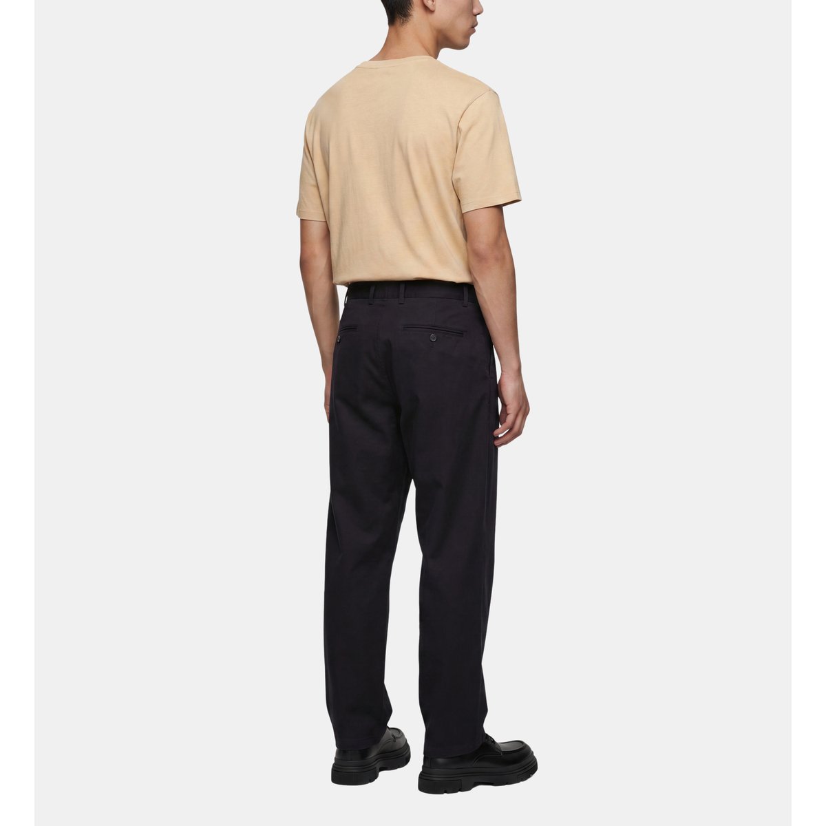 Pantalon ridouble ample à plis doubles en coton noir, GALERIES LAFAYETTE