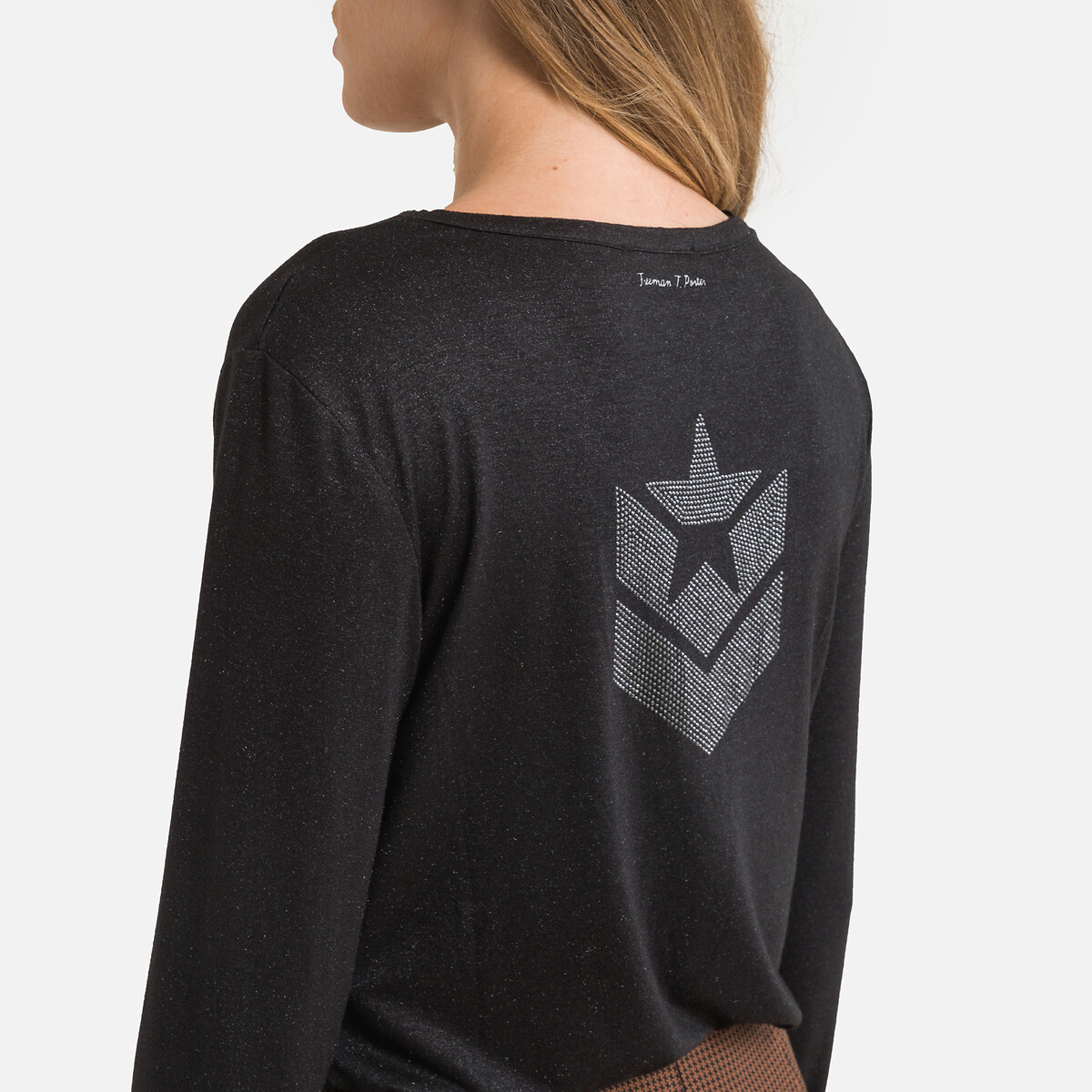 T-shirt encolure V, manches longues, logo au dos noir, FREEMAN T. PORTER