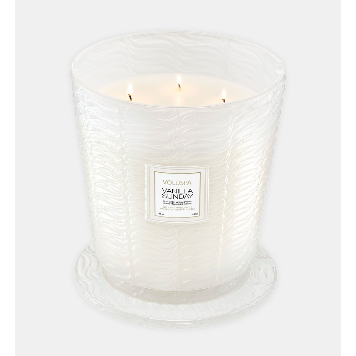 Vanilla sunday - bougie parfumée de cheminée 5 mèches blanc, VOLUSPA