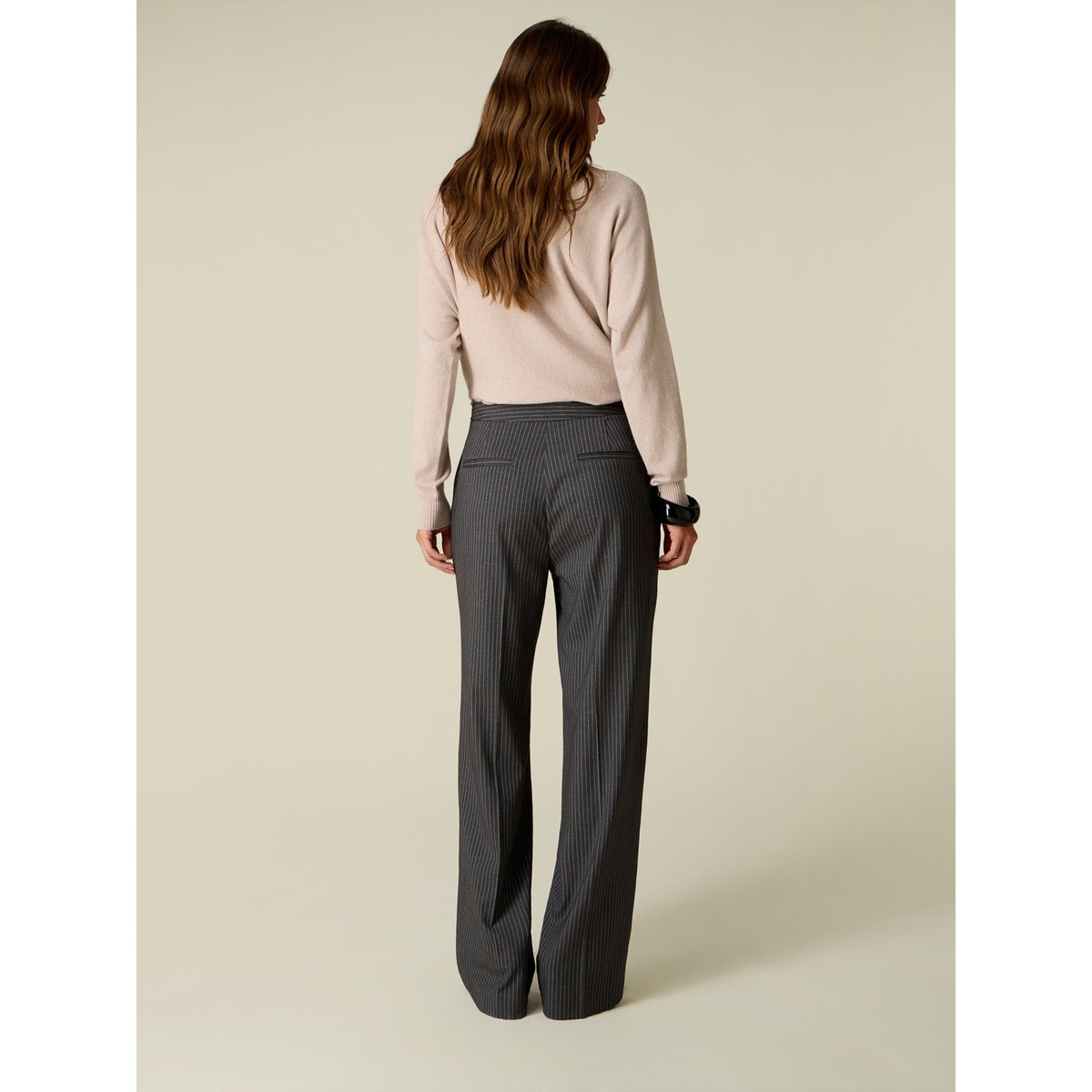 Pantalon palazzo à rayures gris, OLTRE