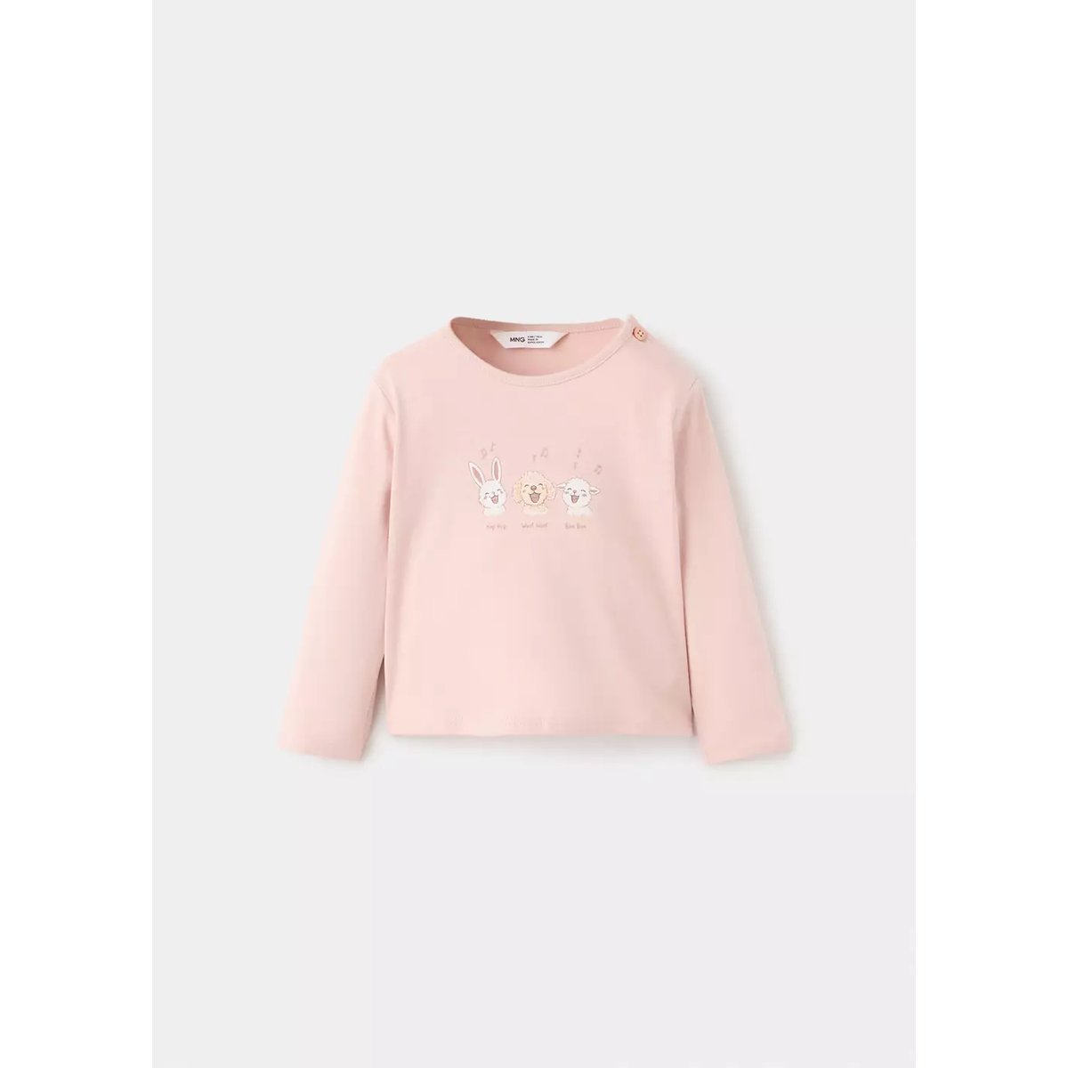 T-shirt coton détail imprimé rose, MANGO BABY