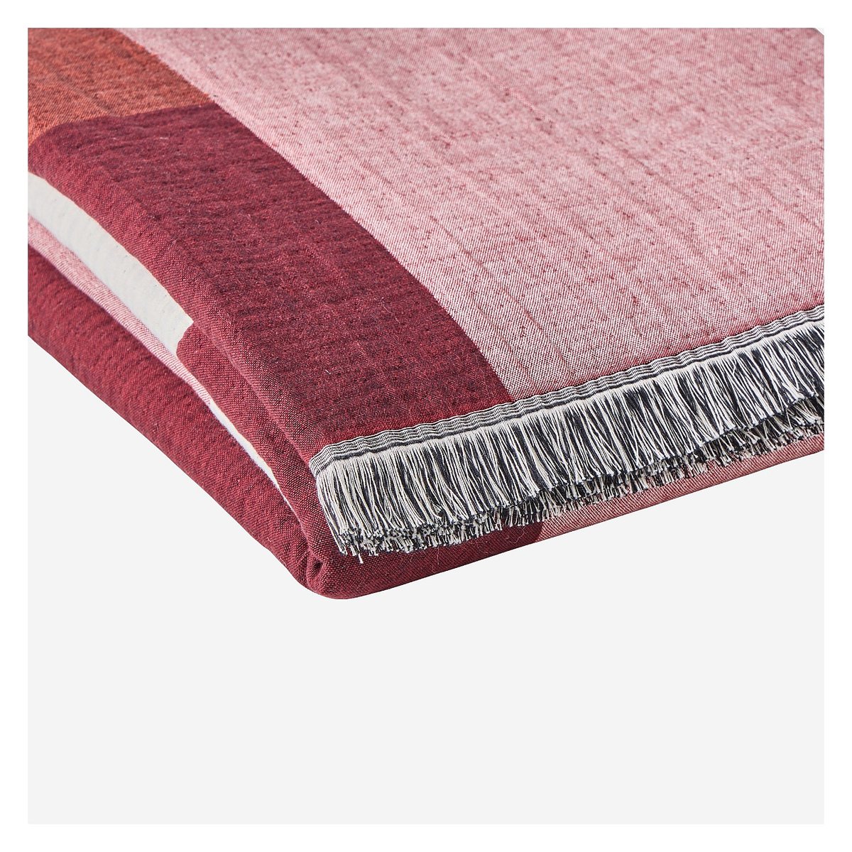 Plaid coton BONNIE bordeaux, HABITAT