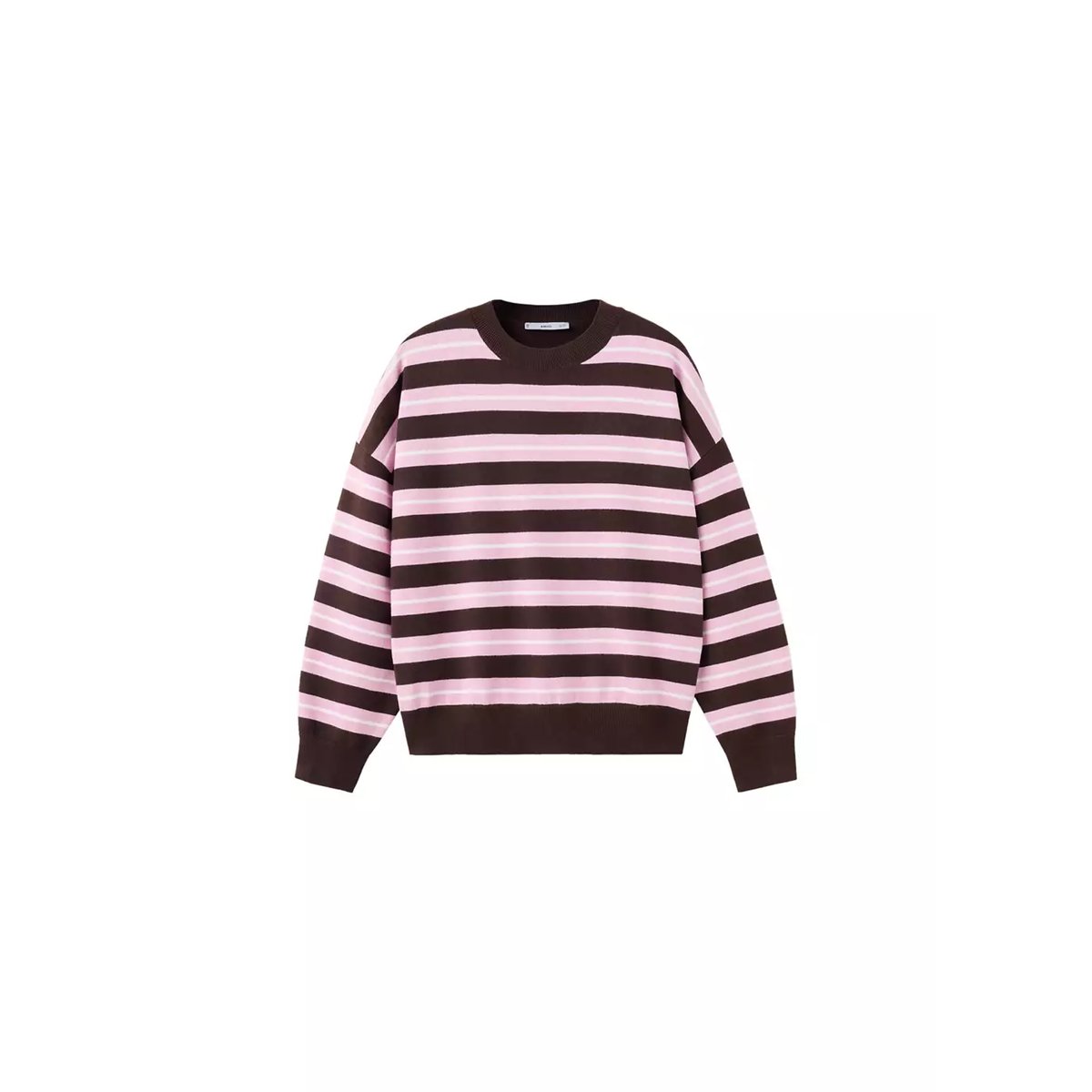 Pull-over en maille à rayures chocolat, MANGO