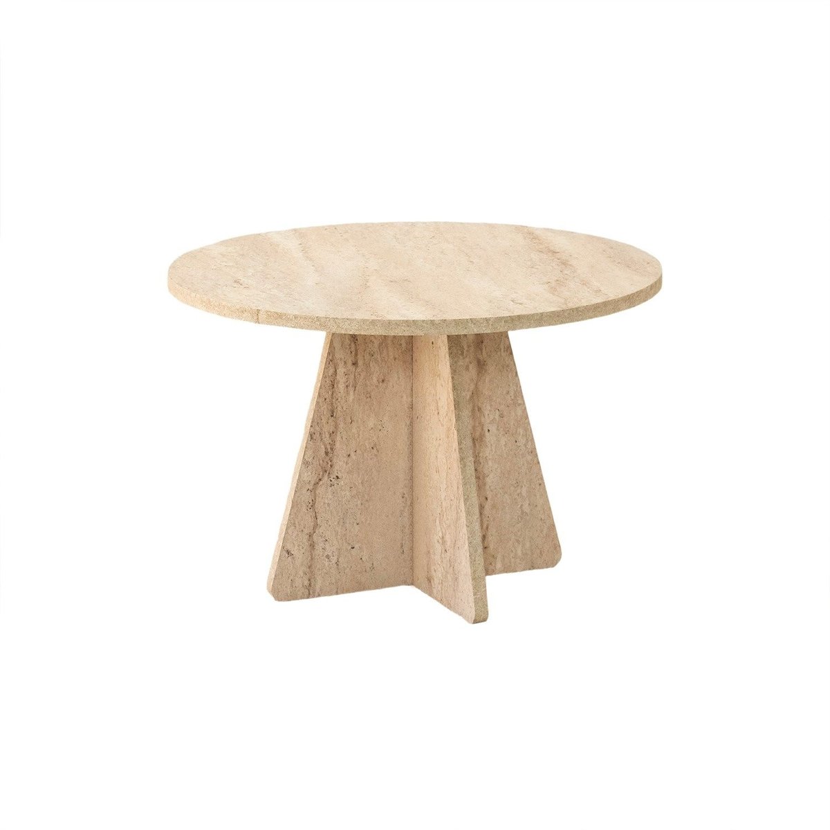 Table basse ronde effet travertin design moderne VALENCE beige, TOILINUX