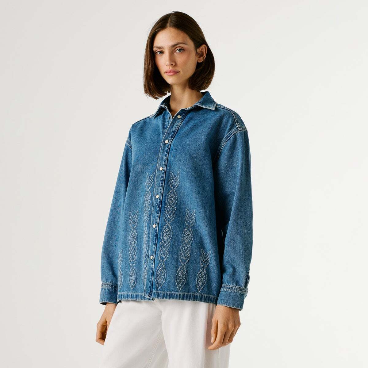Surchemise En Denim Brodée 11.5oz blue rigid denim, PEPE JEANS