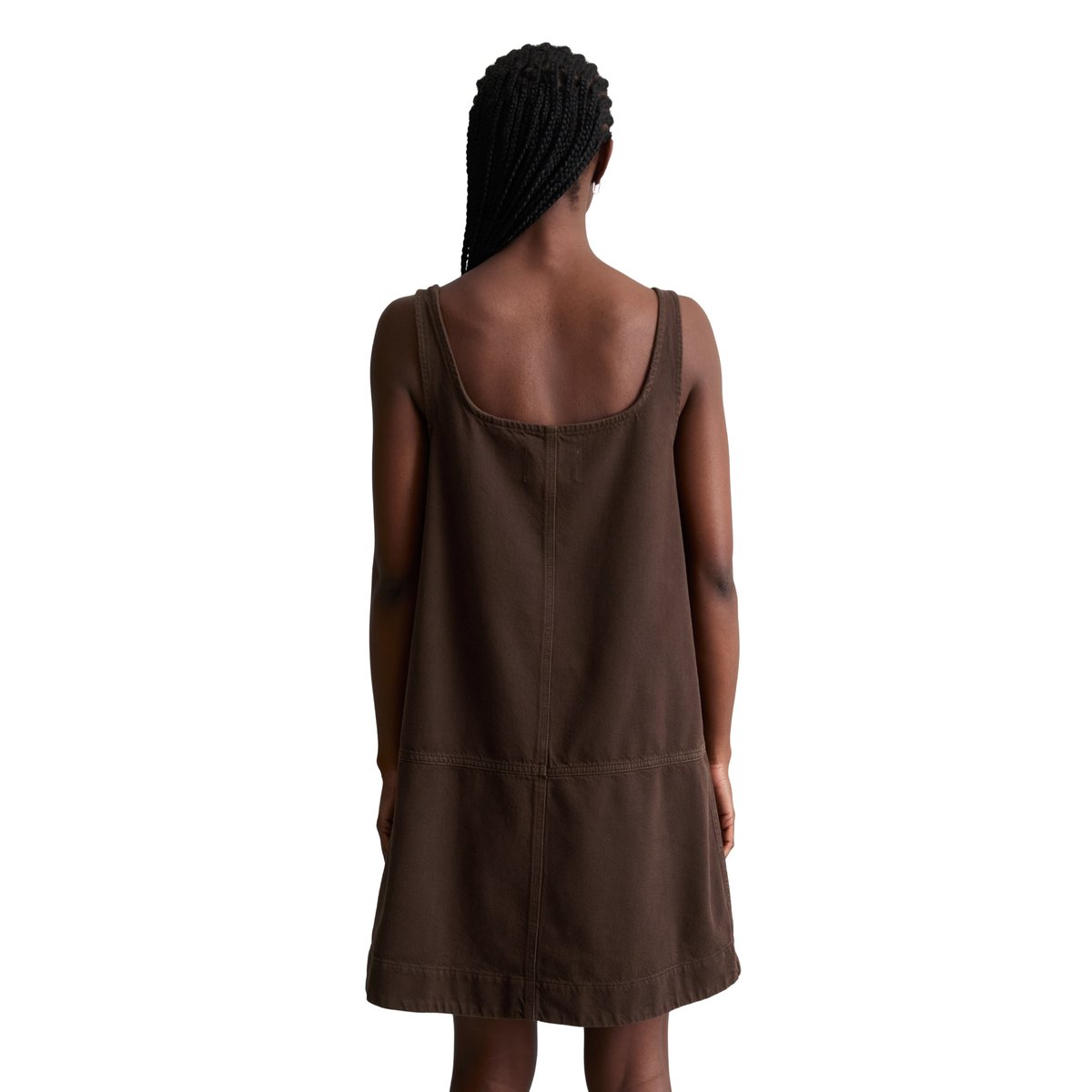 Mini-robe en jean loose en mélange de coton organique et de lyocell marron foncé, MARC O’POLO DENIM