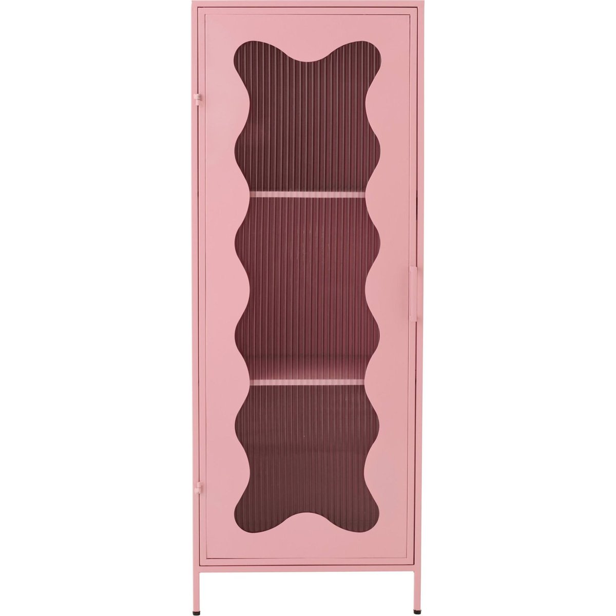 Armoire vitrine en métal à porte vague rose clair, RECOLLECTION