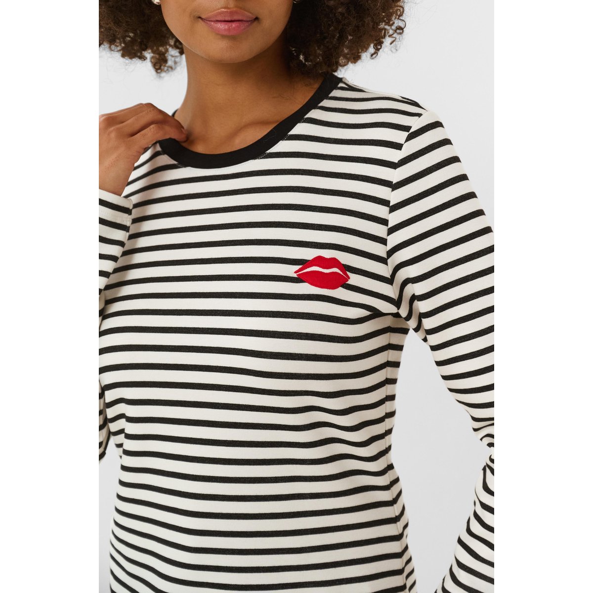 T-shirt à manches longues noir blanc black/white stripe, CULTURE