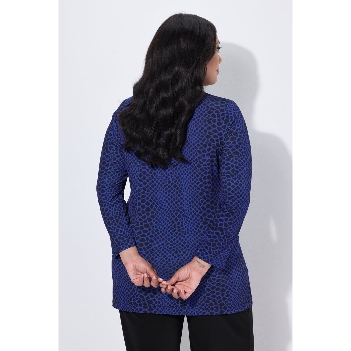 T-shirt long motif peau de serpent noir, ULLA POPKEN