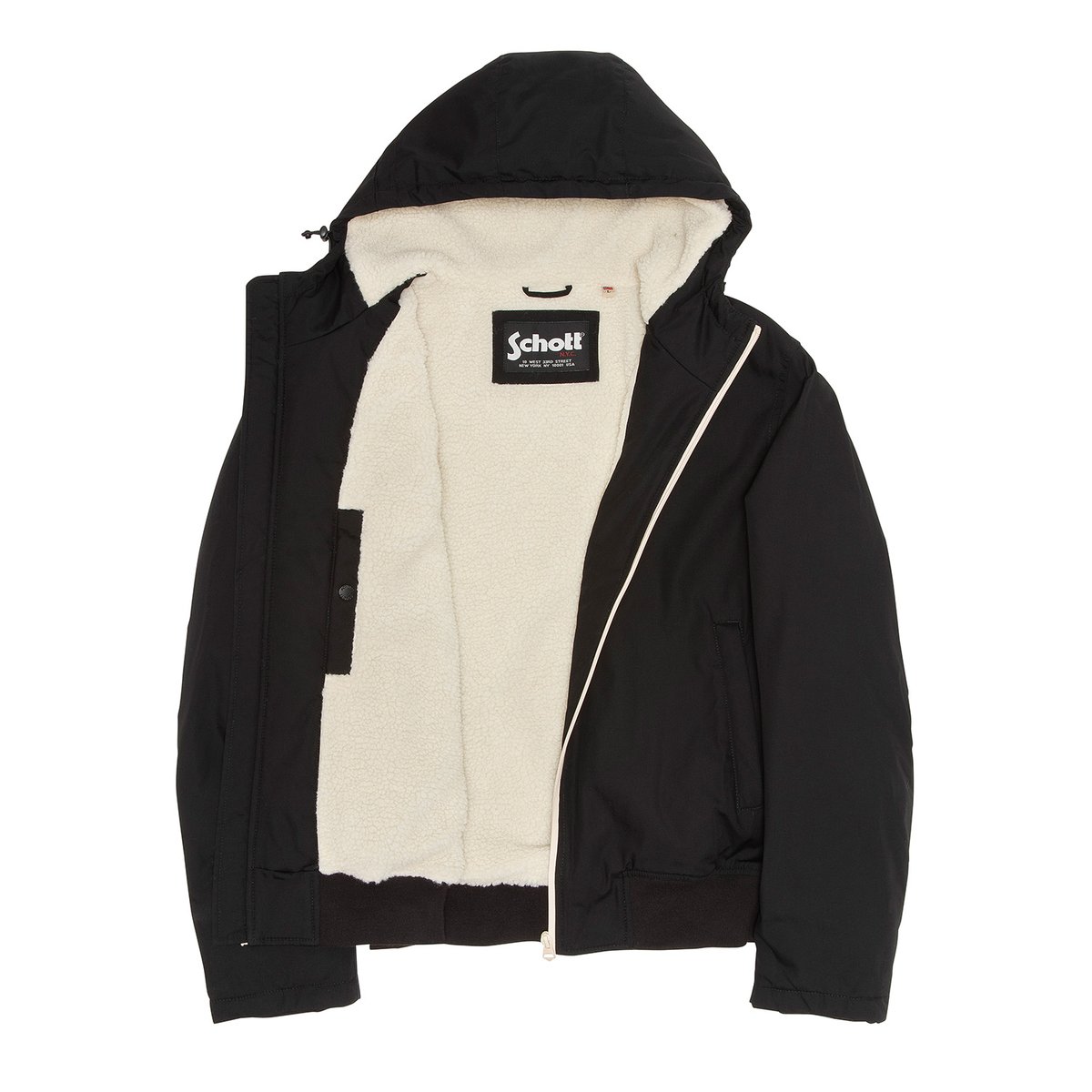 Parka noire multipoches à capuche noir, SCHOTT