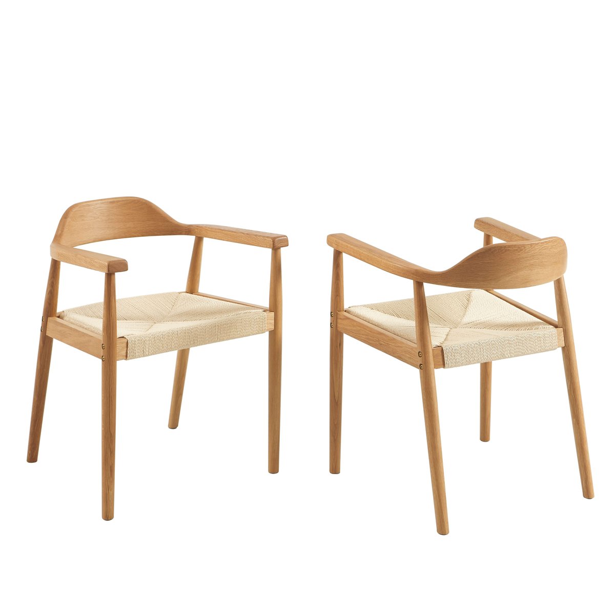 Lot de 2 chaises en chêne et corde MARTIE chêne, SORELH
