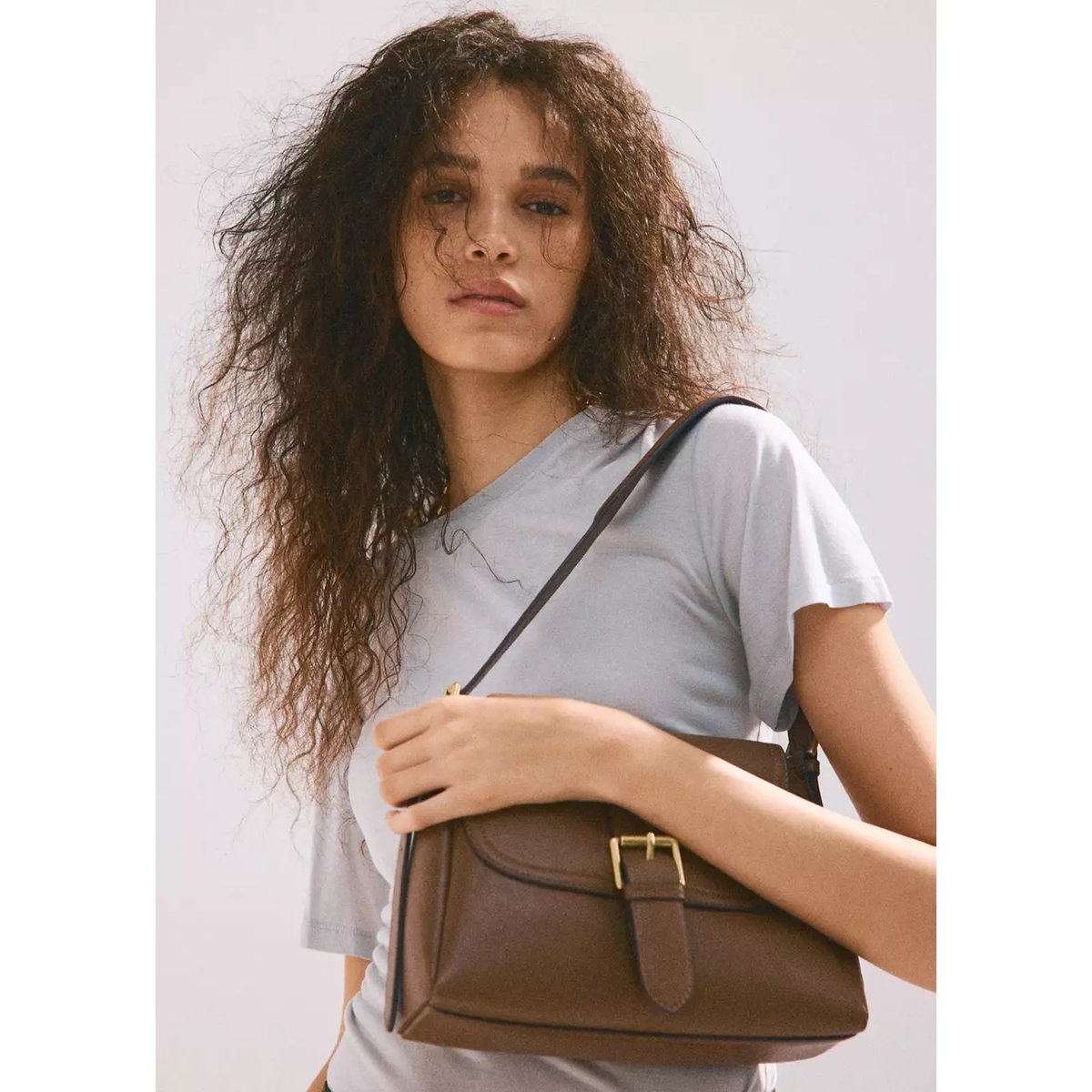 Sac porté épaule boucles marron moyen, MANGO