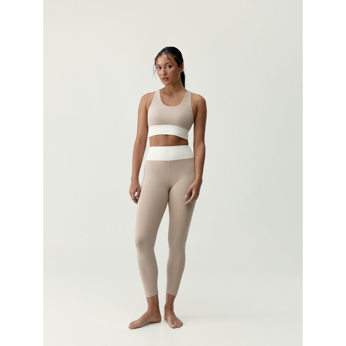 Brassière de sport femme Sutra Maintien moyen bretelles beige crème, BORN