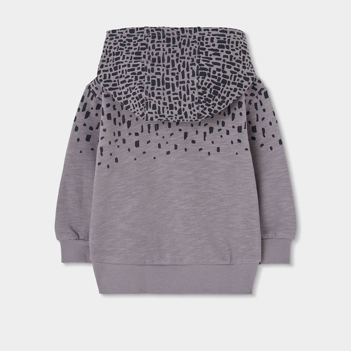 Sweat-shirt garçon molleton à capuche imprimée gris, BOBOLI