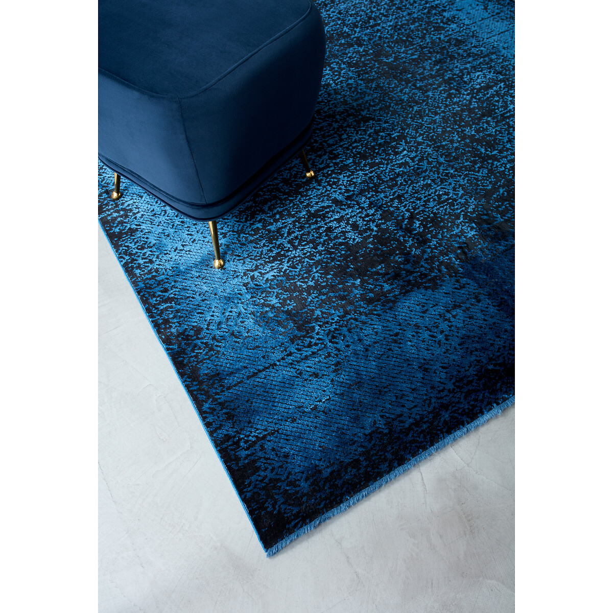 Premium Textured Contemporary Border Rug indigo, ÉDITÉ