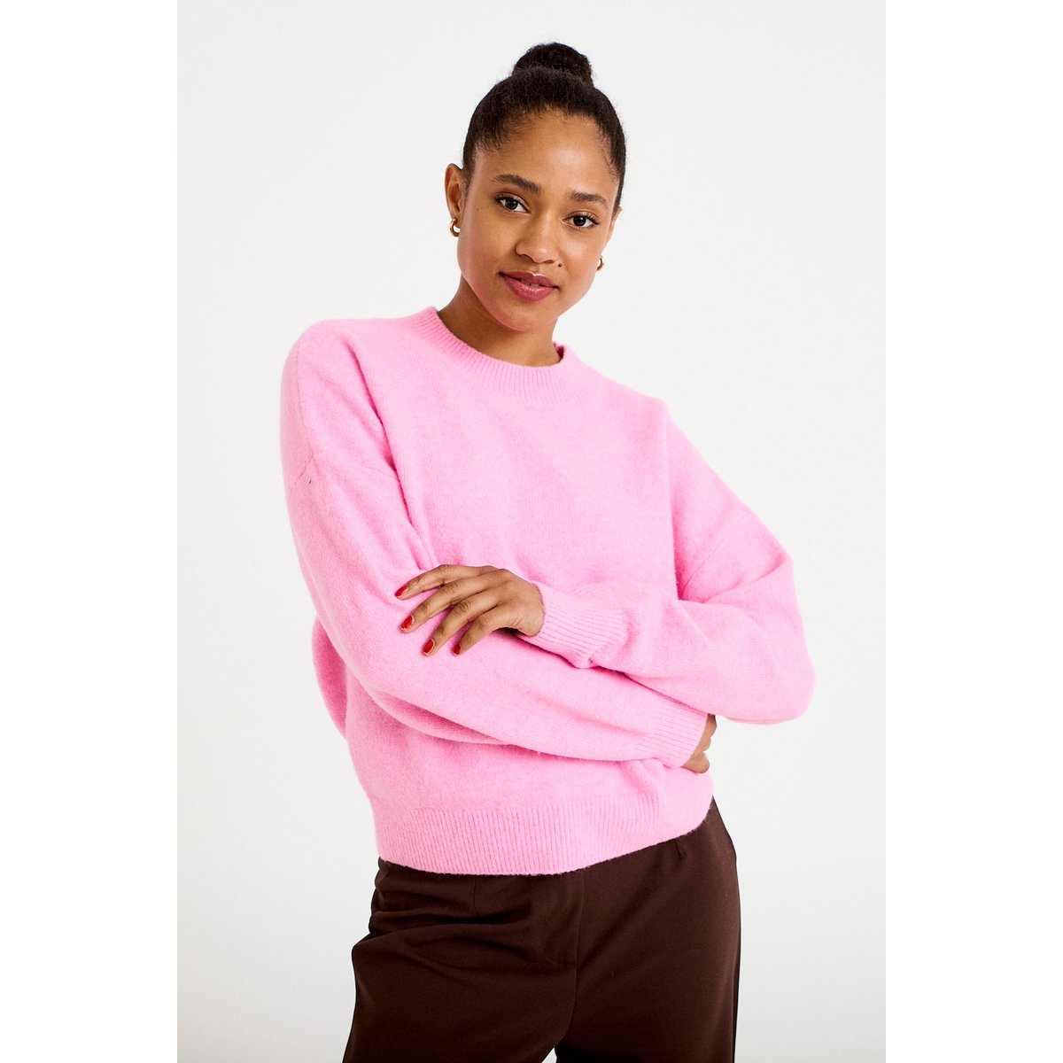 Pull col rond rose, CACHE CACHE