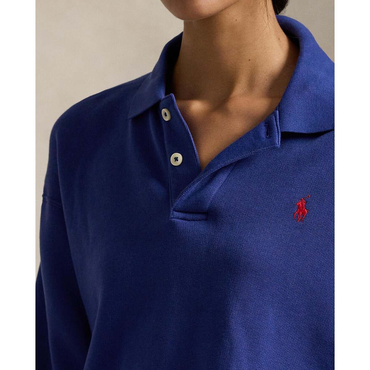 Sweat à col polo à manches longues bleu royal, POLO RALPH LAUREN