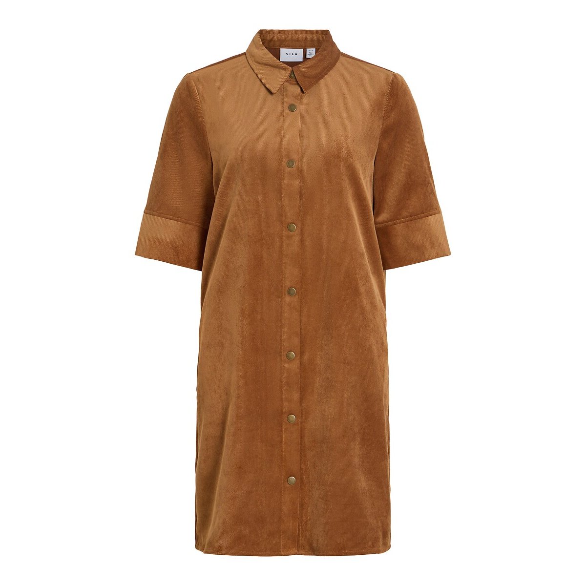 Robe droite, courte, manches courtes camel, VILA