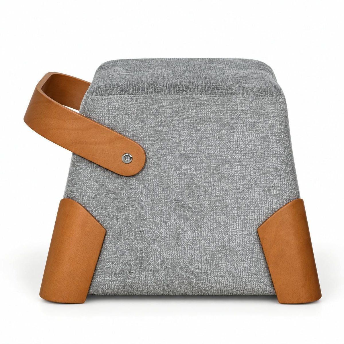 Pouf en tissu avec poignée IENA gris, PIER IMPORT