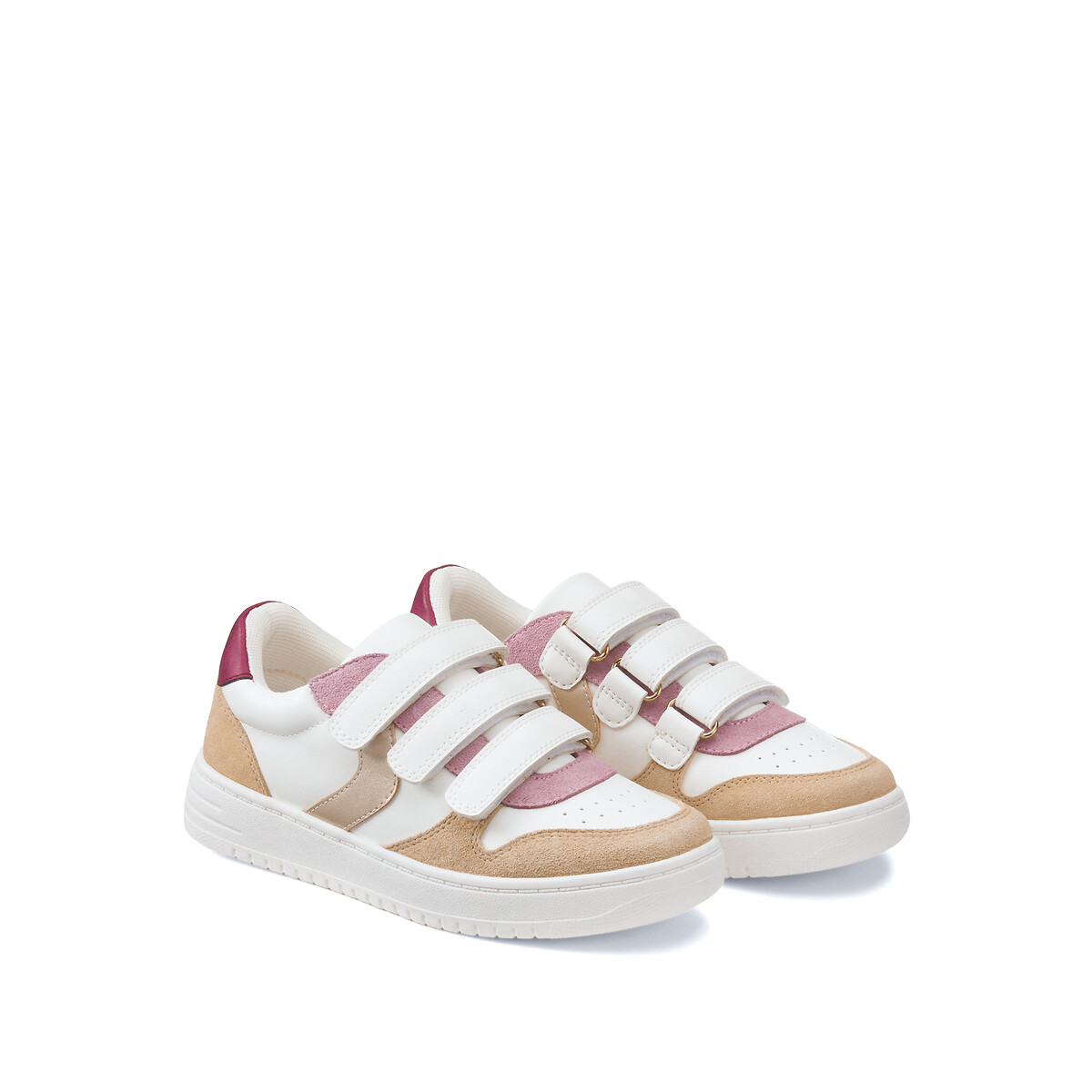 Kids' Touch 'n' Close Trainers with Leather Overlays multi-coloured, LA REDOUTE COLLECTIONS