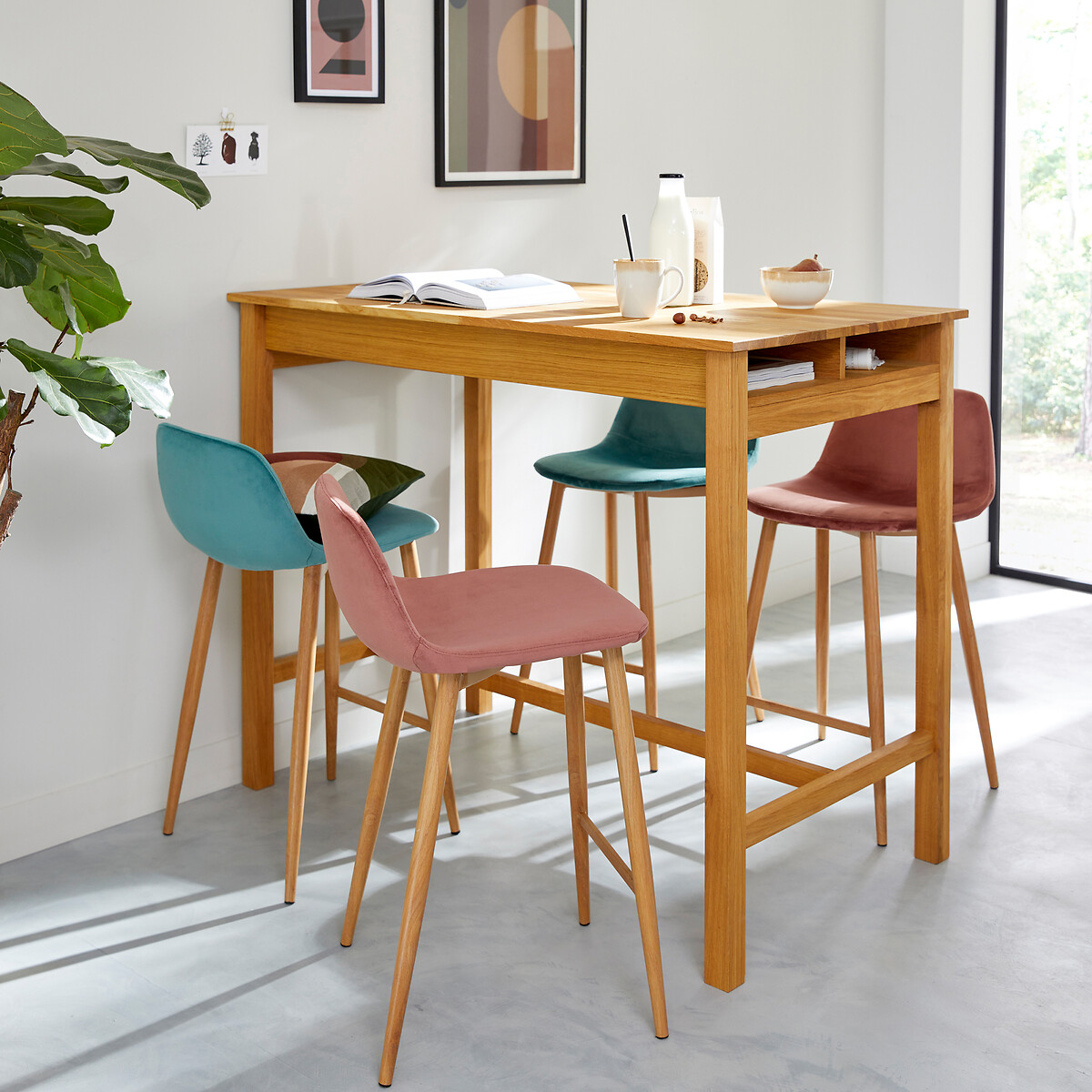 Set van 2 halfhoge barstoelen, Lavergne rozehout, LA REDOUTE INTERIEURS